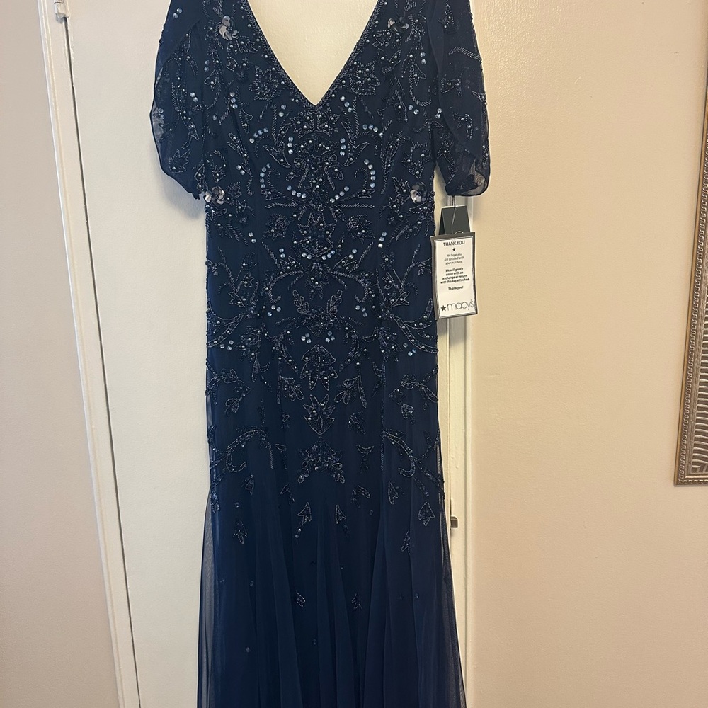Adrianna Papell Midnight Blue Beaded Maxi Dress - Picture 2 of 3
